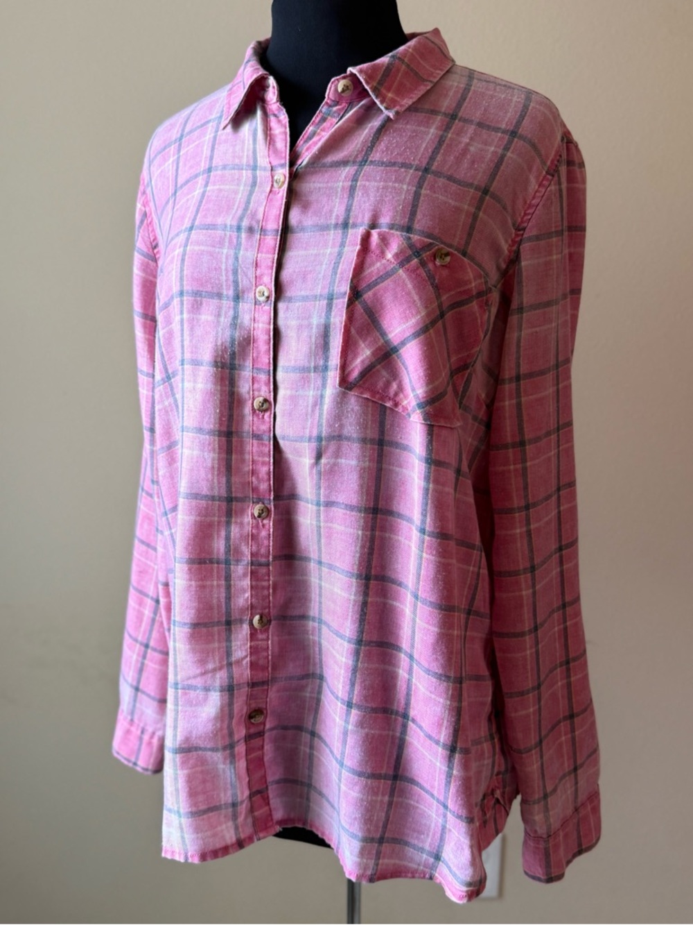 MAURICES Pink Plaid Button-Up Shirt Size XL - Picture 4 of 12